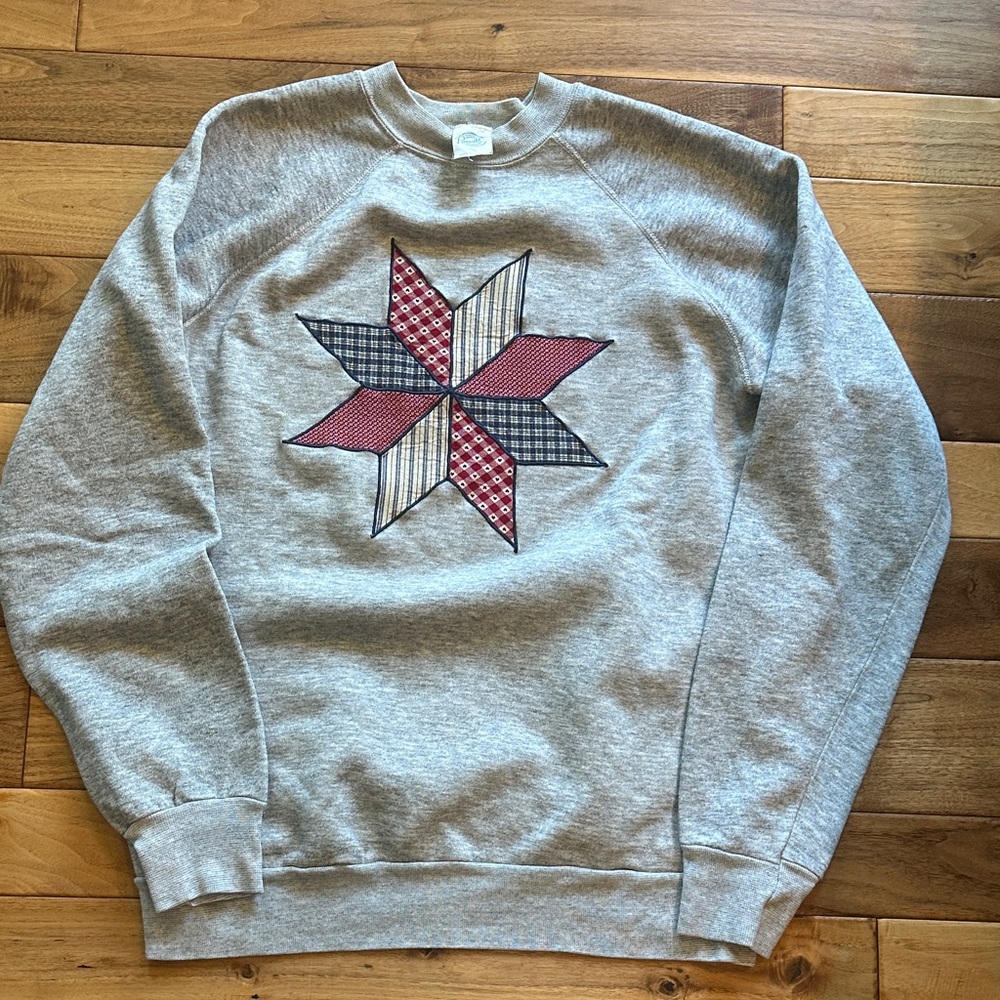 Vtg 80s Pannill quilted star sweatshirt Sz xxl